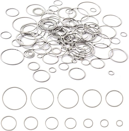 Craftdady 130 colgantes de acero inoxidable con marco redondo hueco, bisel abierto, marco circular, dije, conectores de anillo de enlace para