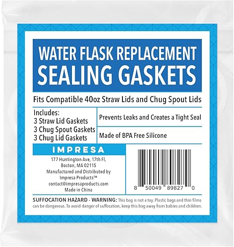 Miniatura 8 de Impresa Juego de 9 juntas de repuesto para botellas de agua, compatible con botellas Thermoflask de 24324064 onzas, sello de goma Thermo Flask y