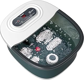 Niksa Foot Spa Bath Massager with Heat, Bubbles, Vibration and Red Light, 4 Massage Roller Pedicure, Tub for Feet Stress R...