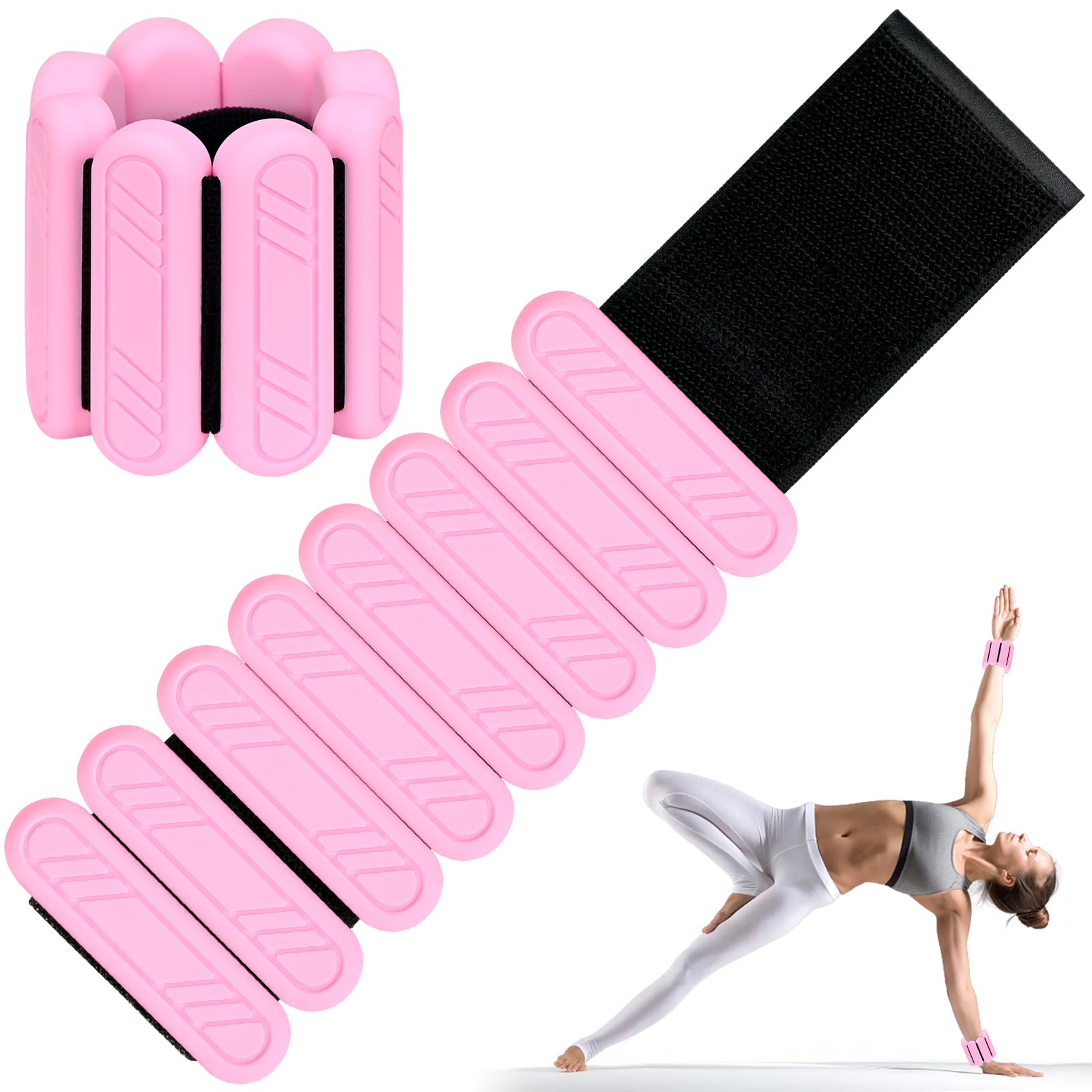 Set di 2 pesi da polso regolabili, per piedi o polso in movimento, jogging, yoga, aerobica, pilates, fitness