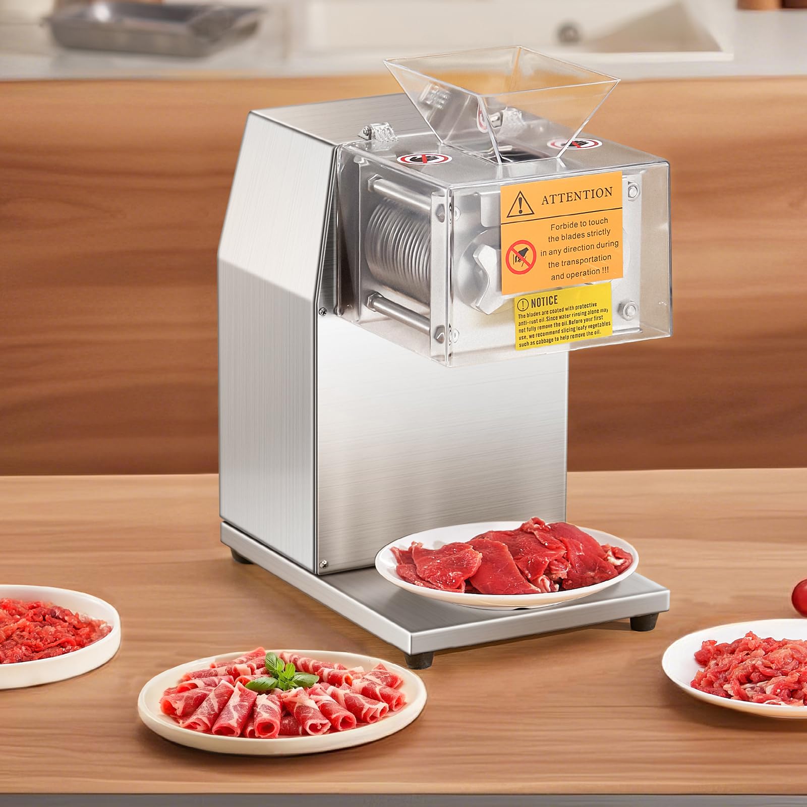 VEVOR Meat Cutter Machine, 850W Meat Slicer, 551 lb/h Commercial Meat Cutting Machine Stainless Steel, 5 mm Thickness, Detachable Blades, Electric Food Slicer for Home Kitchen Restaurant Supermarket