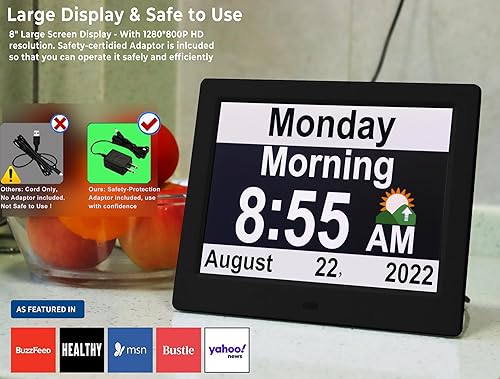 Miniatura 3 de Véfaîî Reloj digital extragrande de 30 alarmas con DST automático, 6 modos de visualización, 20 recordatorios personalizados, atenuador automático
