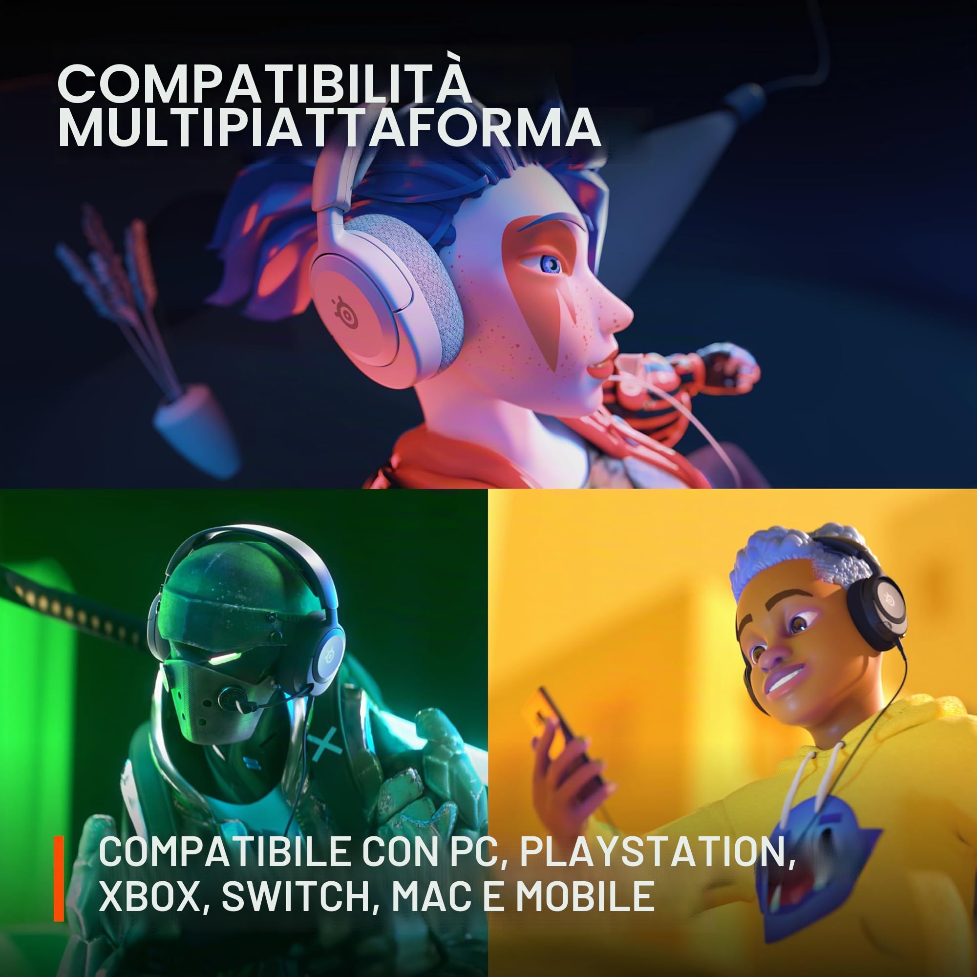 SteelSeries NUOVO Cuffie da gioco multi-sistema Arctis Nova 1 - Driver Hi-Fi - Audio spaziale a 360° - Design confortevole - Durevole - Ultra leggero - Microfono con cancellazione del rumore - PC,