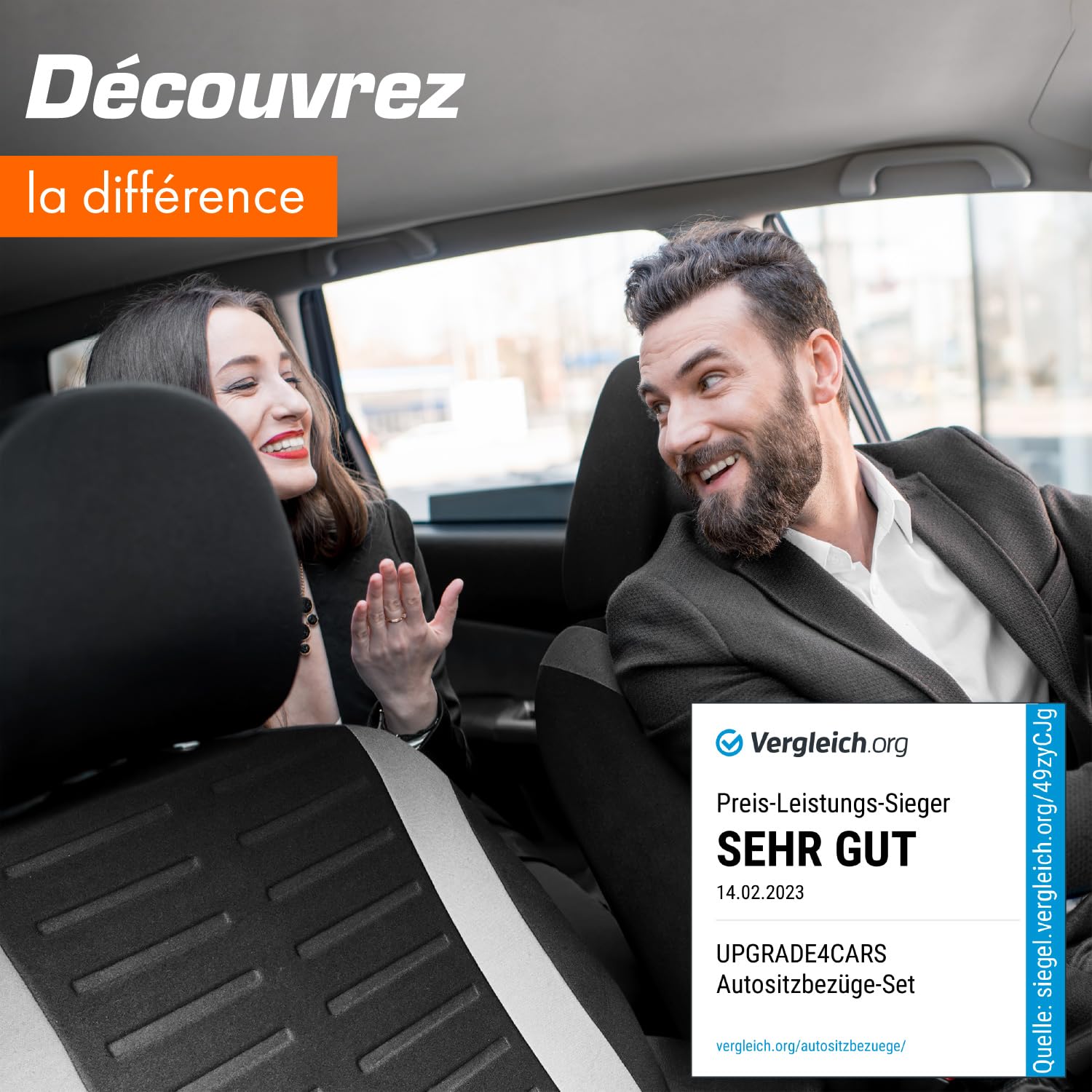 upgrade4cars Housse de Siege Voiture Universelle Noir Blanc | Ensemble de Housses Siège Auto Universel | Couvre Sieges pour Avant et Arrière