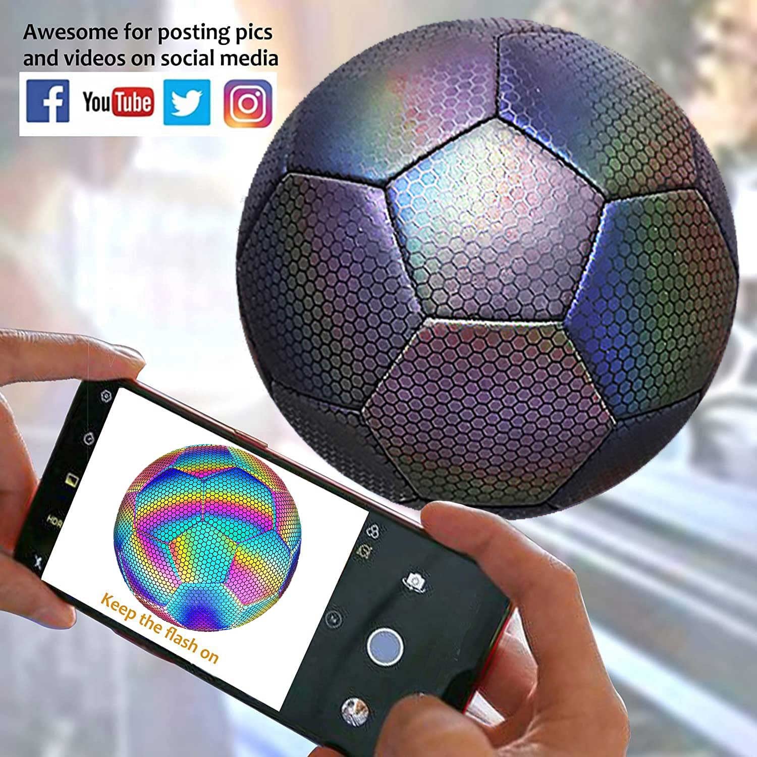 Pallone da calcio olografico luminoso calcio riflettente da allenamento leggero per giocatori – acquista a prezzi convenienti sul marketplace