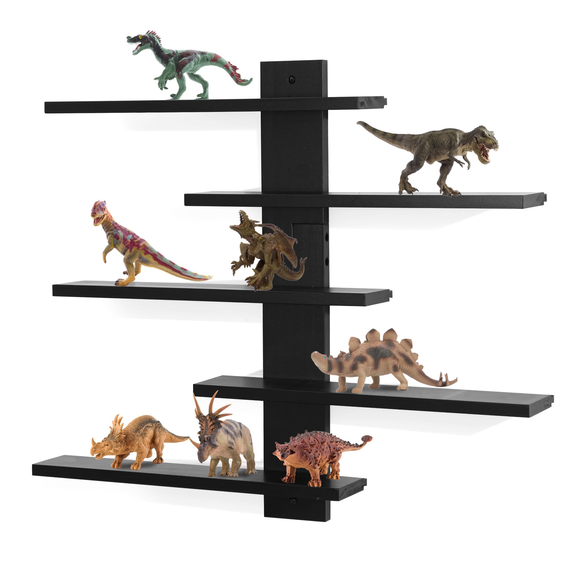 FURAOMEILI Schwebendes Regal für die Wand,Kleines Holzregal für Sammelfiguren,Schnapsgläser,Mini Dekor,für Spielzeug(Schwarz)