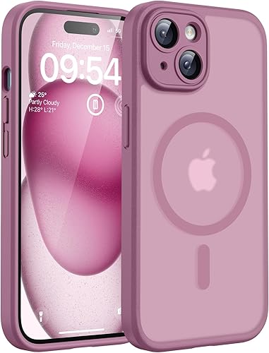 Miniatura 78 de TOCOL Funda magnética para iPhone 15, protección completa mejorada de la cámara, compatible con Magsafe, protección contra caídas, translúcida mate,