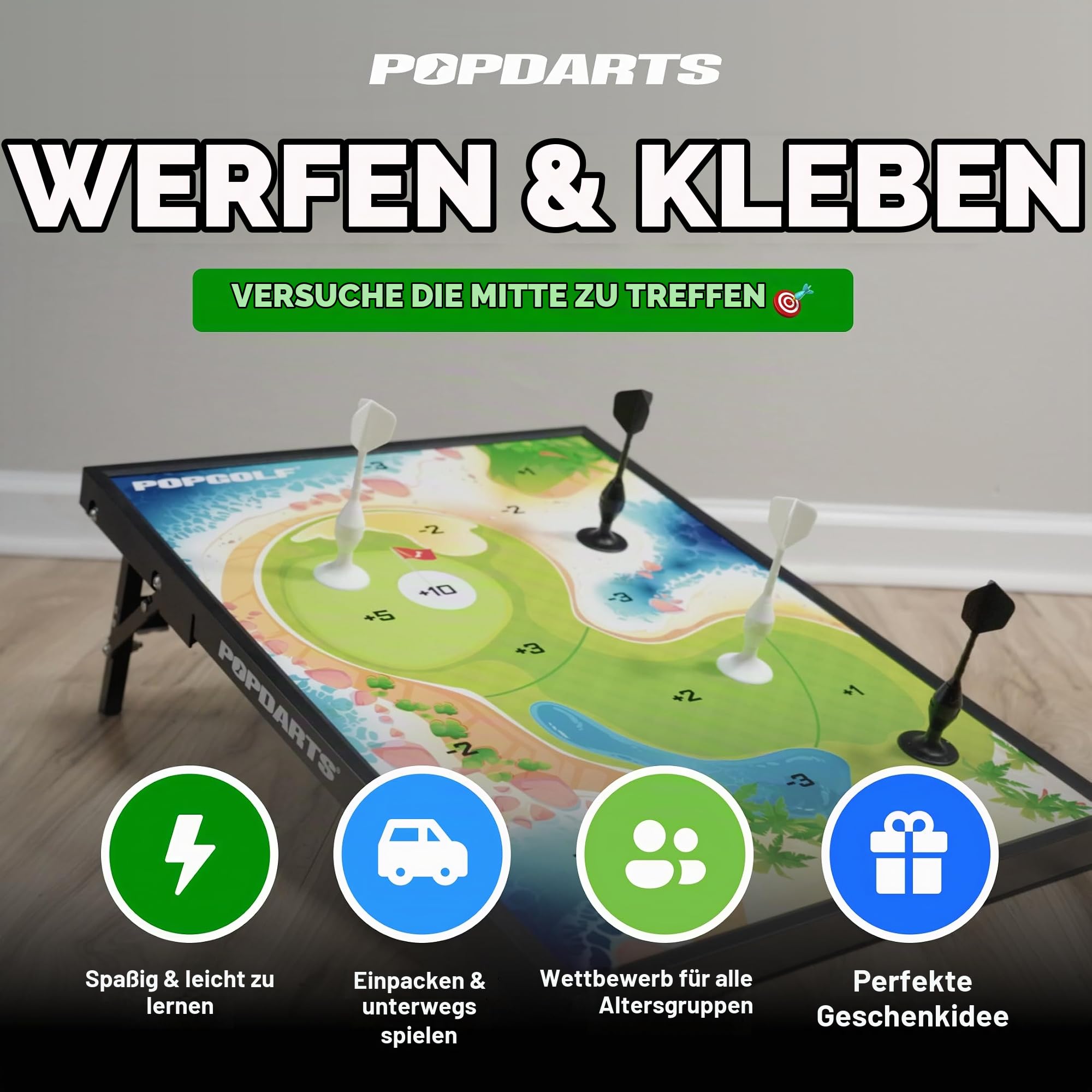 Popdarts SwapTop PopGolf – Der Fan Favorit kehrt zurück Das ultimative Indoor/Outdoor Spiel für alle Altersgruppen