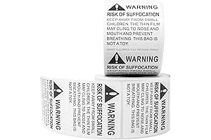 Innovative Haus 2 Rolls x 500 Warning Label Stickers Risk of Suffocation