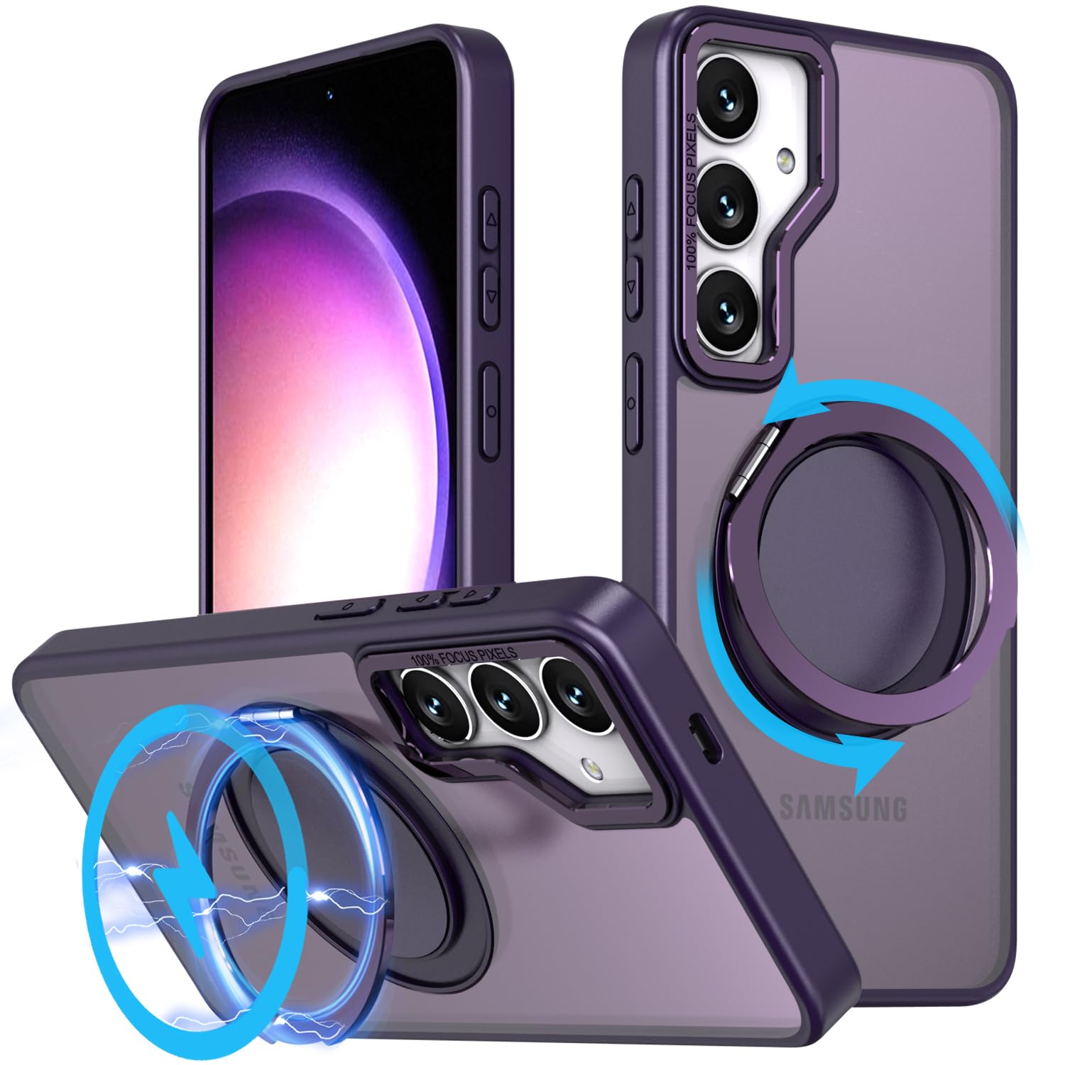 Housse Samsung S25 antichoc violette cover case magnétique robuste - 7