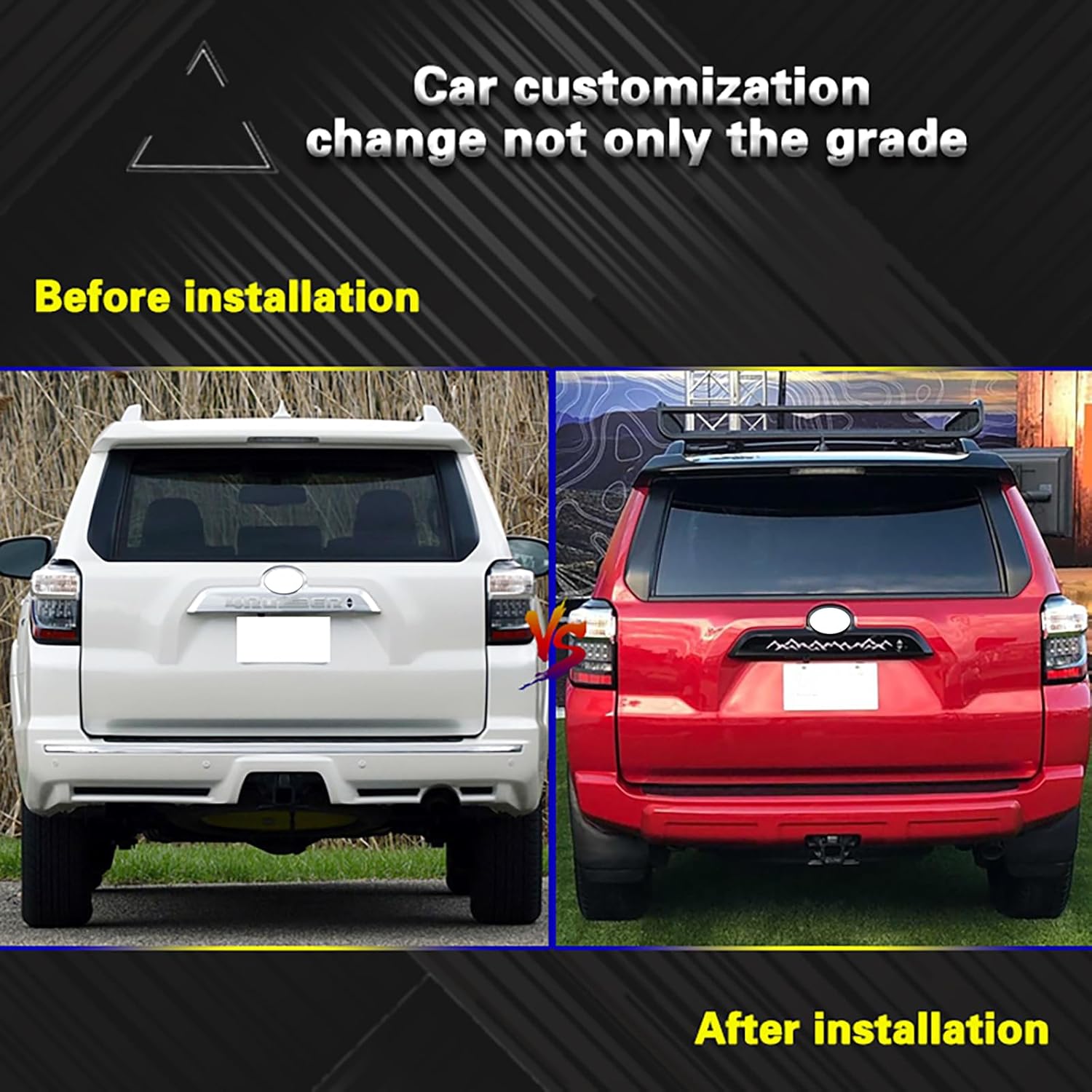 LED Rear Trunk Light Assembly Fit for 2010-2023 Toyota 4Runner Tailgate Handle Door Handle Trim Third Brake Sequential Turn Signal Bumper Reflector Fog Light