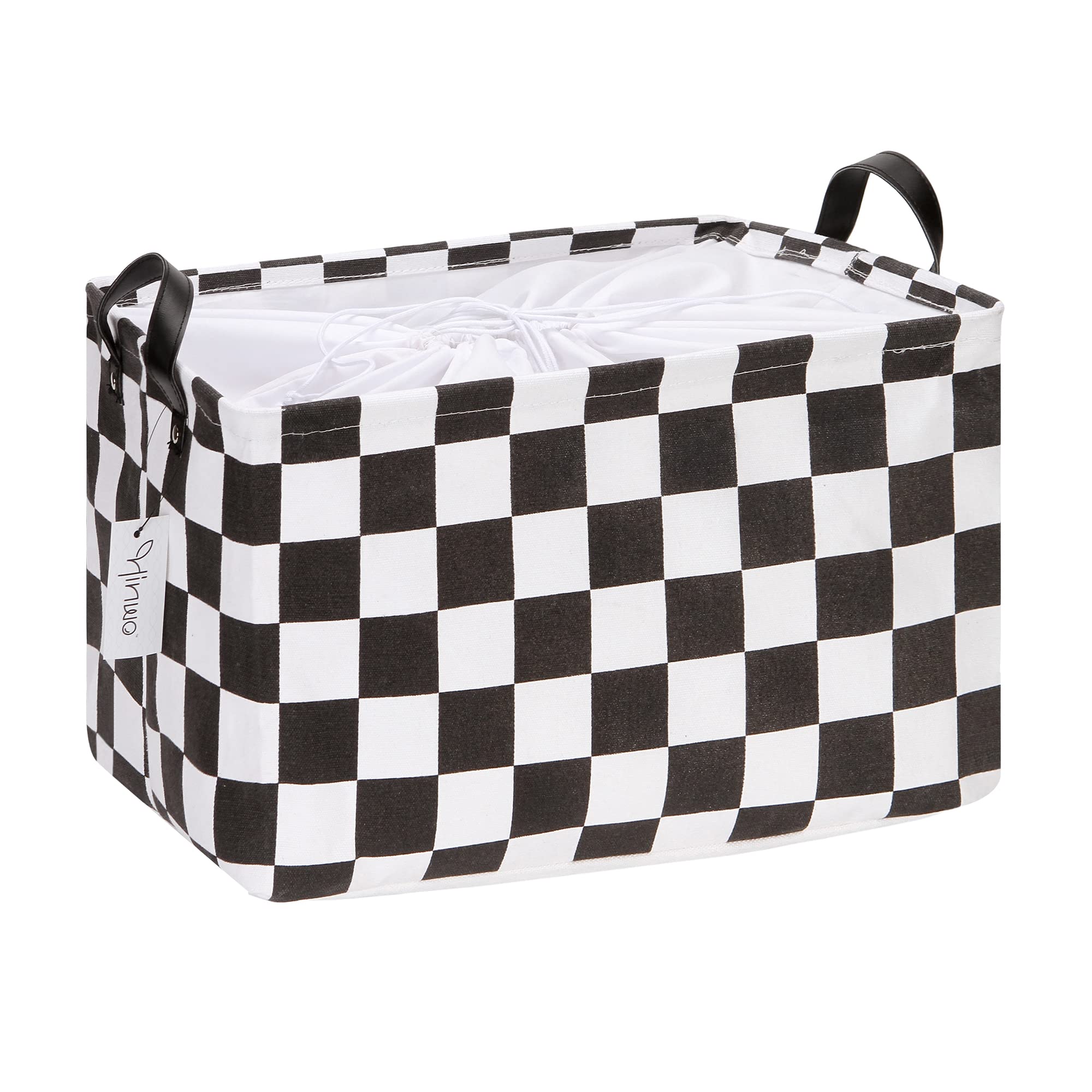 Hinwo Large Canvas Fabric Storage Basket with Handles, 33L/8.6-Gal Rectangle Bin, Collapsible Storage Box, Clothes, Toys, Blankets Organizer, 16.5 x
