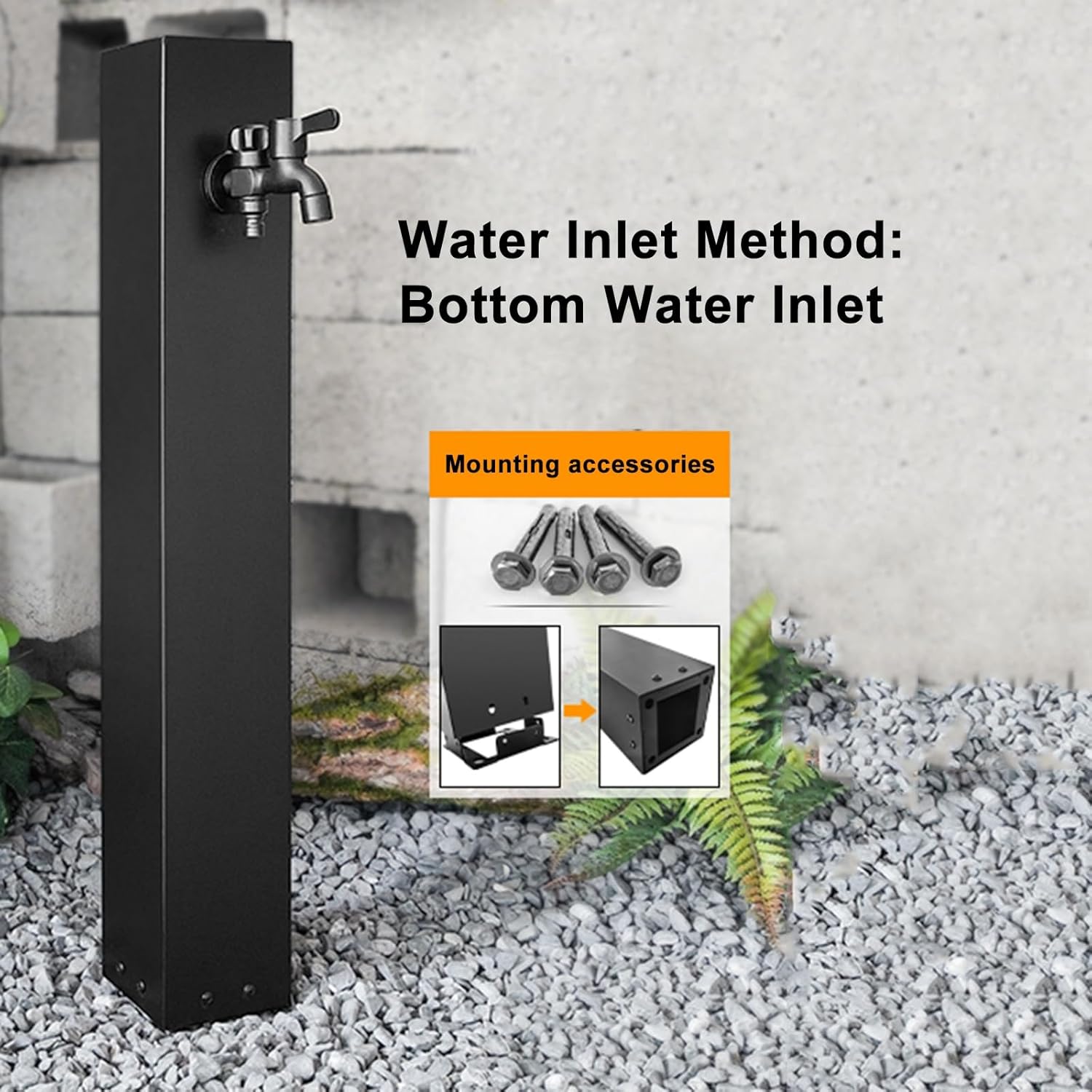 Freestanding Garden Water Column with Hose Stand, 24in Outdoor Antifreeze Faucet for Irrigation & Washing, Durable Decorative Yard Watering Solution