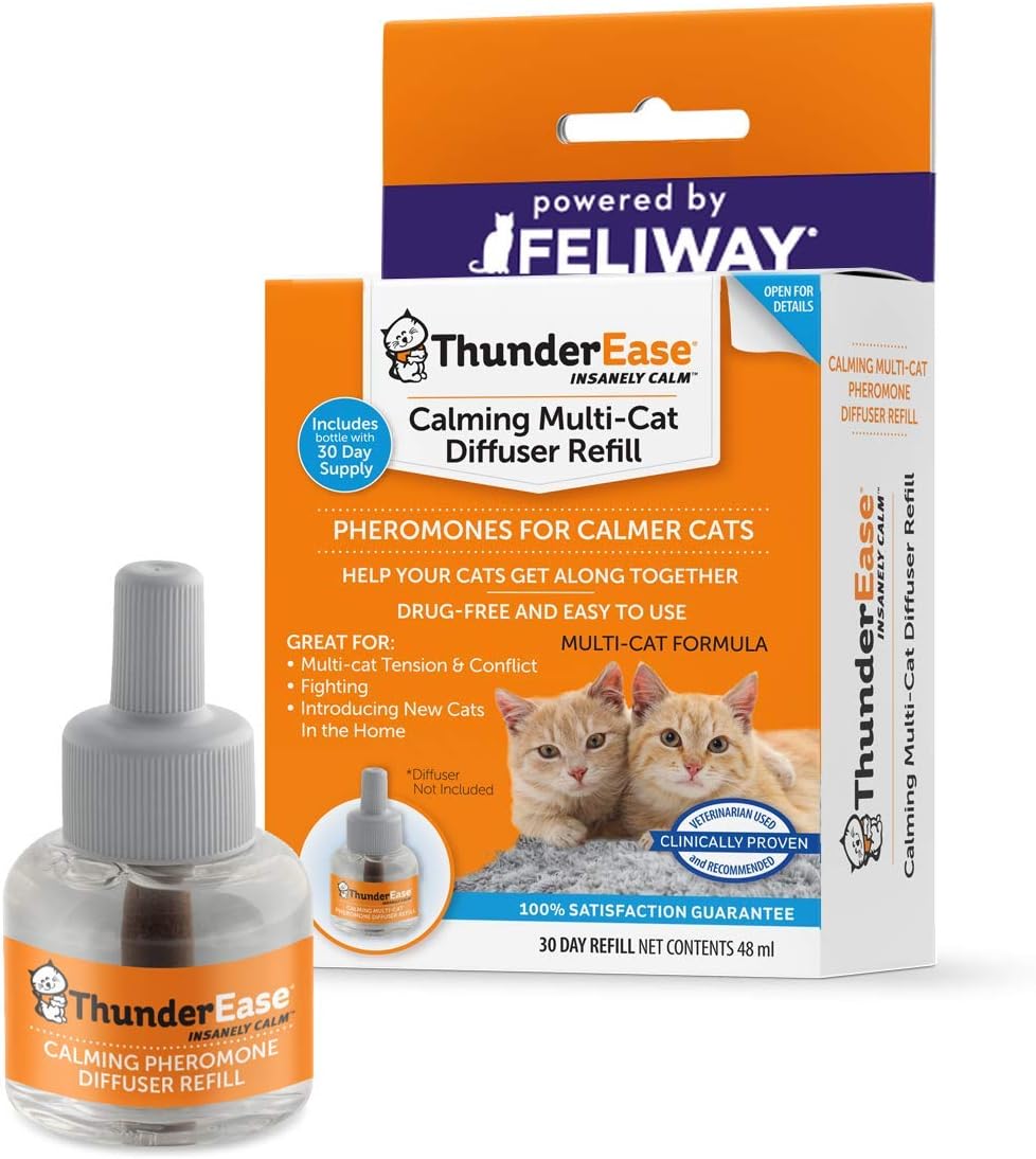 ThunderEase Multicat Calming Pheromone Diffuser Refill | Powered by FELIWAY | Reduce Cat Conflict, Tension and Fighting (30 Day Supply)