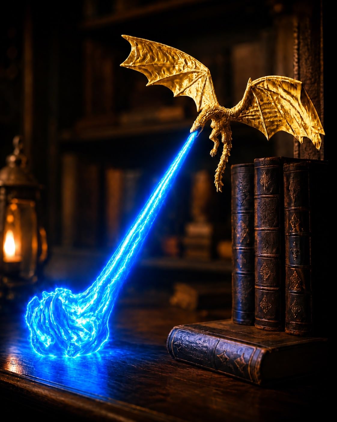 Dragon Book Nook Light, 3D Printed Flying Fire-Breathing Bookshelf Decor