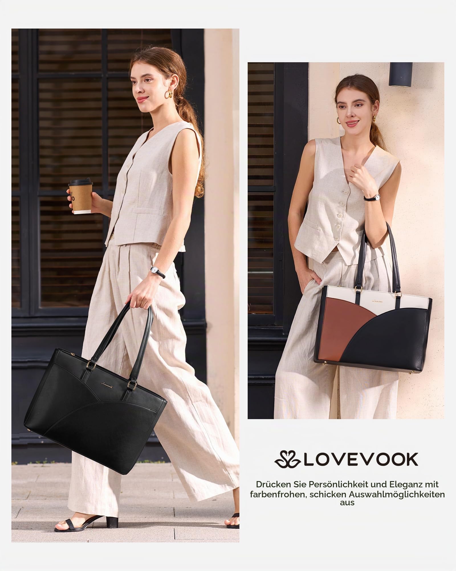 LOVEVOOK Laptoptasche Damen, Handtasche Groß Arbeitstasche Aktentasche
