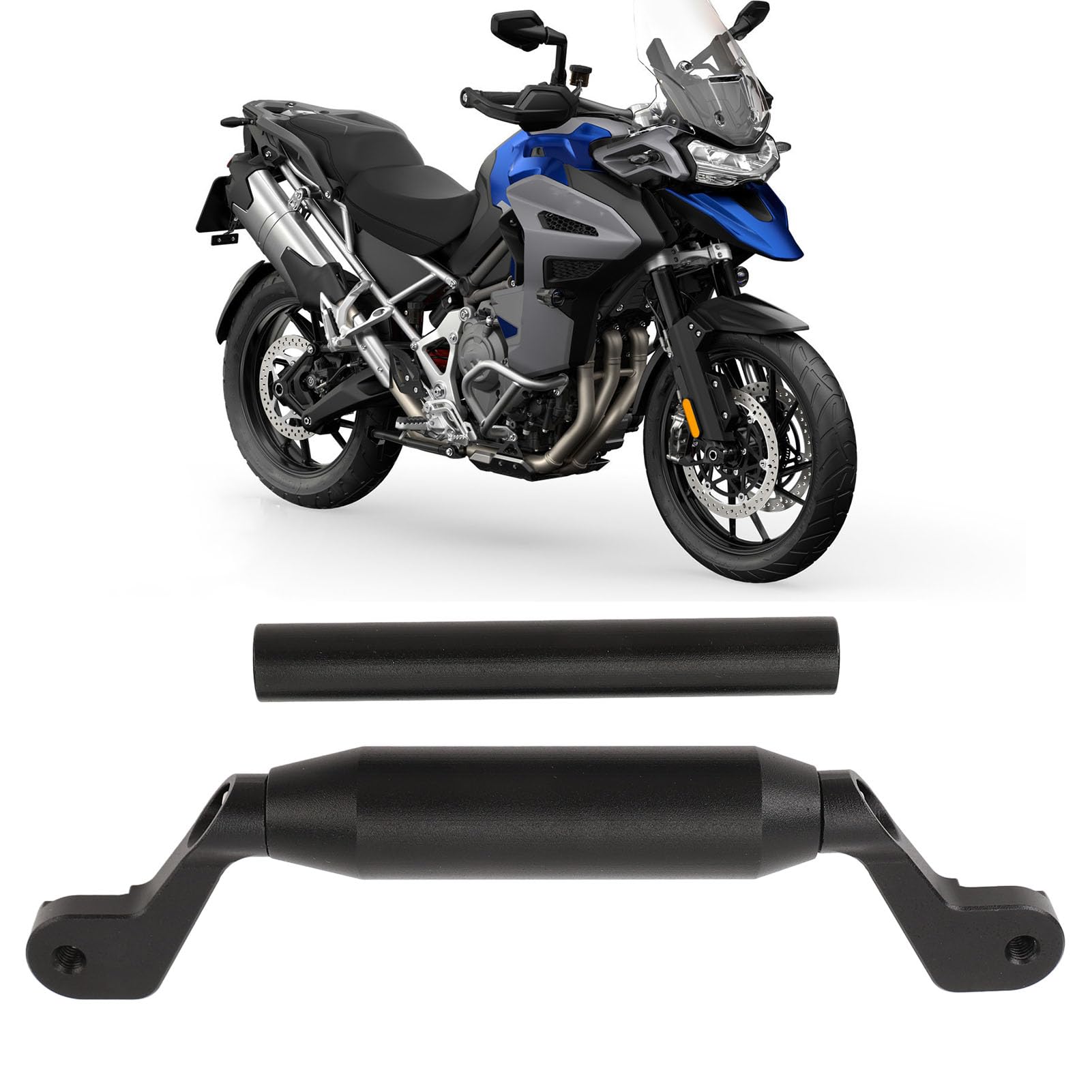 Akozon Support de Navigation de Téléphone de Moto en Alliage D'aluminium pour 1200 GT Rally 2022-2023, avec Tubes de 22 Mm et 12 Mm, Noir