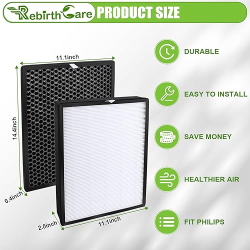 Miniatura 5 de Paquete de 2 filtros HEPA FY242230 y 2 filtros FY242030 de repuesto alternativo para filtros purificadores de aire Philips AC2889, AC2887, AC2882,