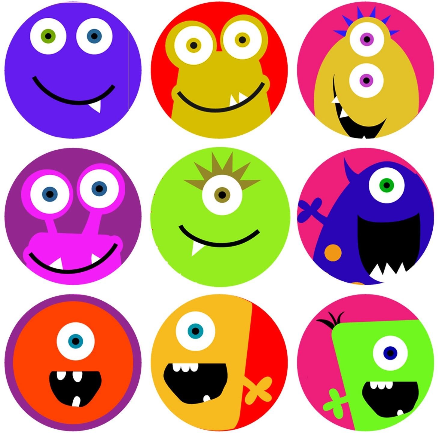 Sticker Stocker Multicolor 144 Monster Faces 30Mm School Reward Stickers For Teacher, Parent