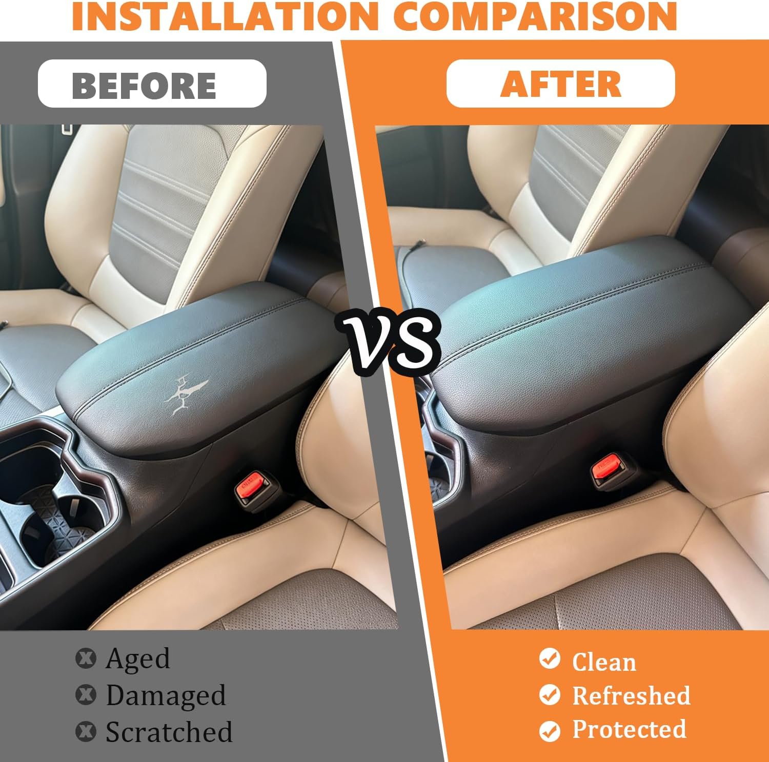 AUCERAMIC Center Console Lid Fit 2019-2023 for Toyota Rav4 Console Armrest Replace 58920-42010-C0