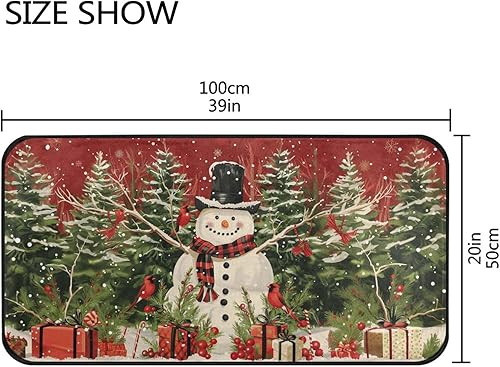 Miniatura 10 de Northen - Alfombra de cocina con ramas de cardenales rojos, antifatiga, para Navidad, invierno, Navidad, decorativo, antideslizante, lavable, para