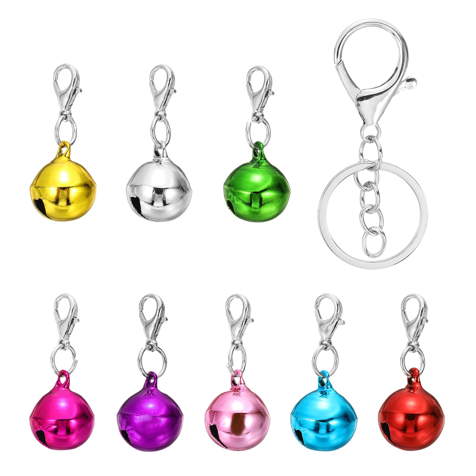 PATIKIL 8 PCS Dog Bell, Mini Cat Bell Small Pet Keychain Bells Cute Bulk Metal Loud Jingle for Dog Collar Charm Pendant Necklace DIY Crafts Christmas Tree Decorations, 8 Colors