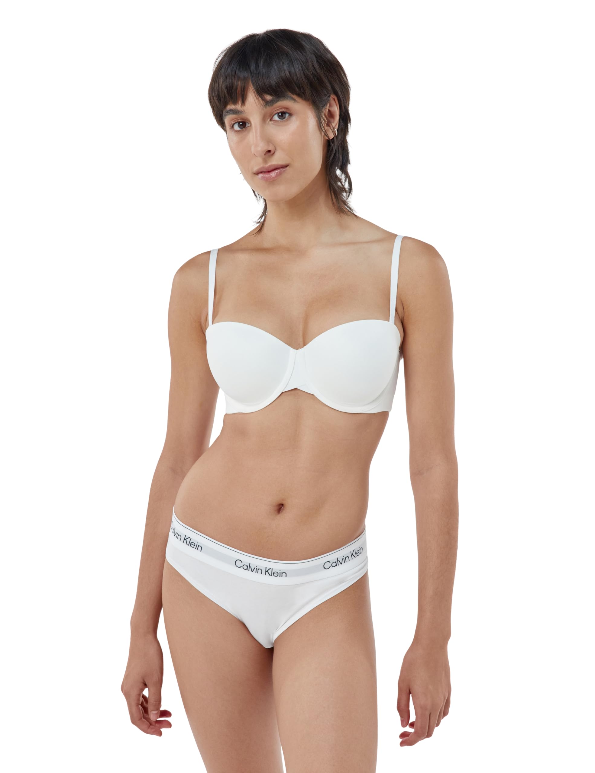 Calvin Klein Women’s Lightly Lined Strapless Bra with Stretch, White (White), 34C
