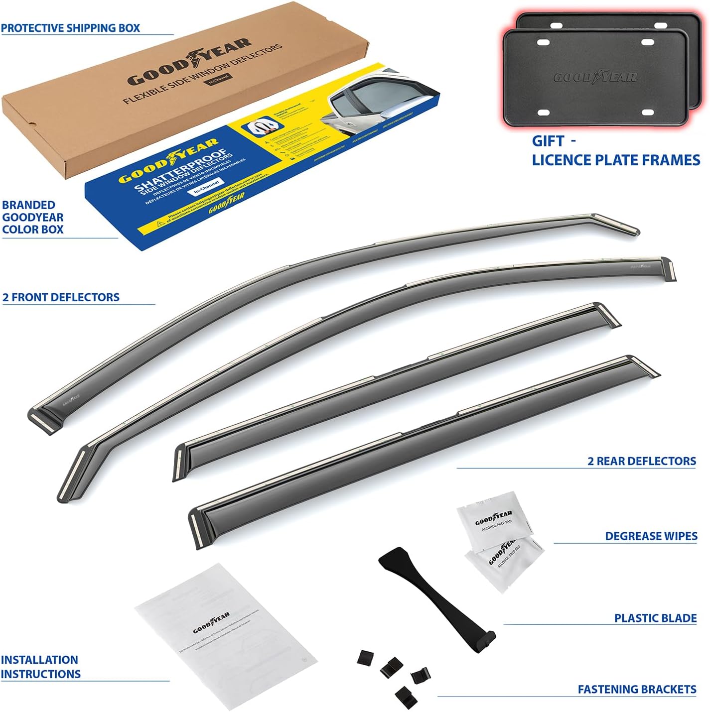 Goodyear Shatterproof in-Channel Window Deflectors for Honda CR-V (CRV) 2023-2026, Rain Guards, Window Visors for Cars, Vent Deflector, Car Accessories, 4 pcs - GY008438