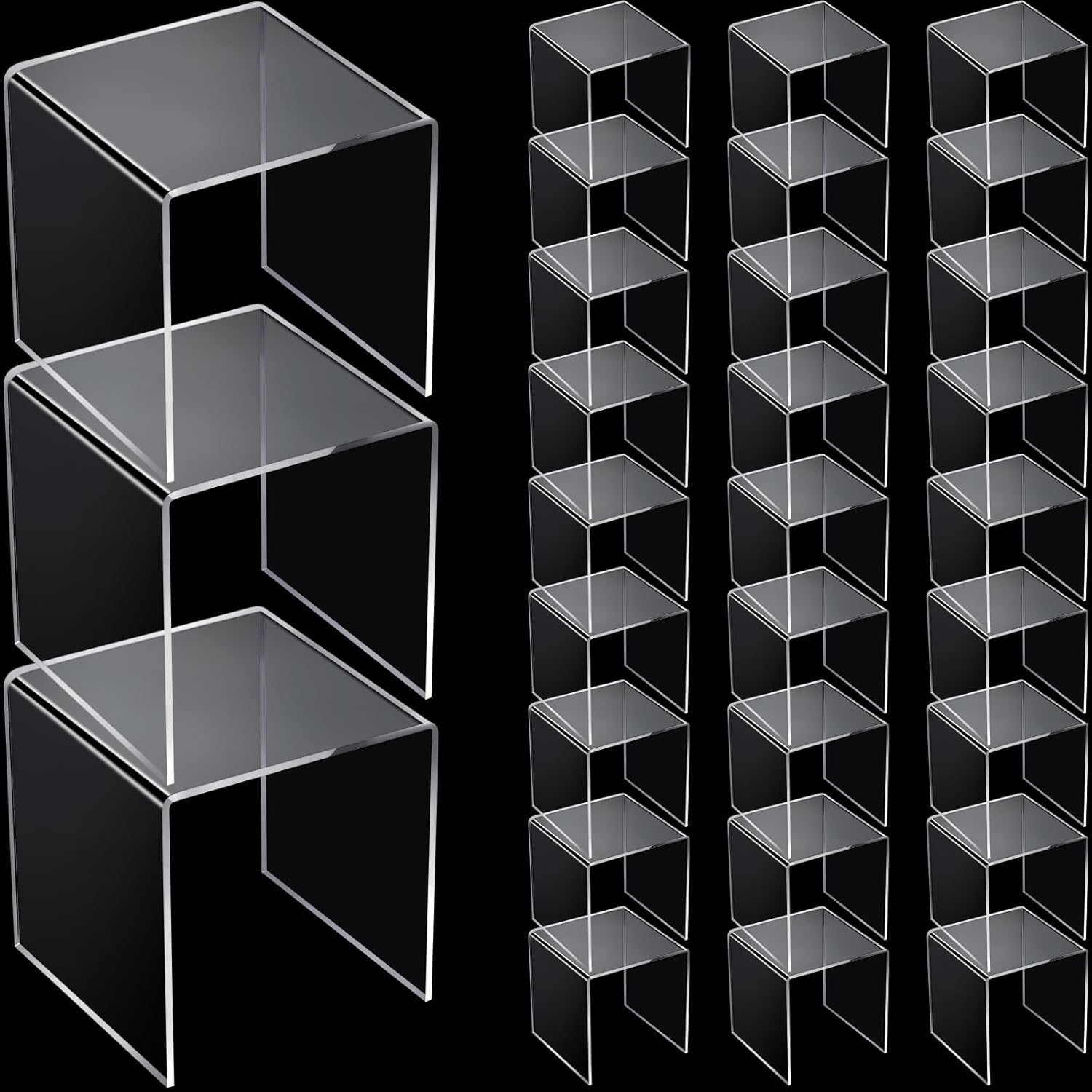 30 Pcs Acrylic Display Risers Display Stands Clear Acrylic