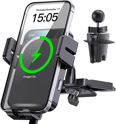 Miniatura 10 de Cargador inalámbrico para automóvil, soporte de automóvil MOKPR con sujeción automática de 15 W/10 W/7.5 W, carga rápida, ventilación de aire,