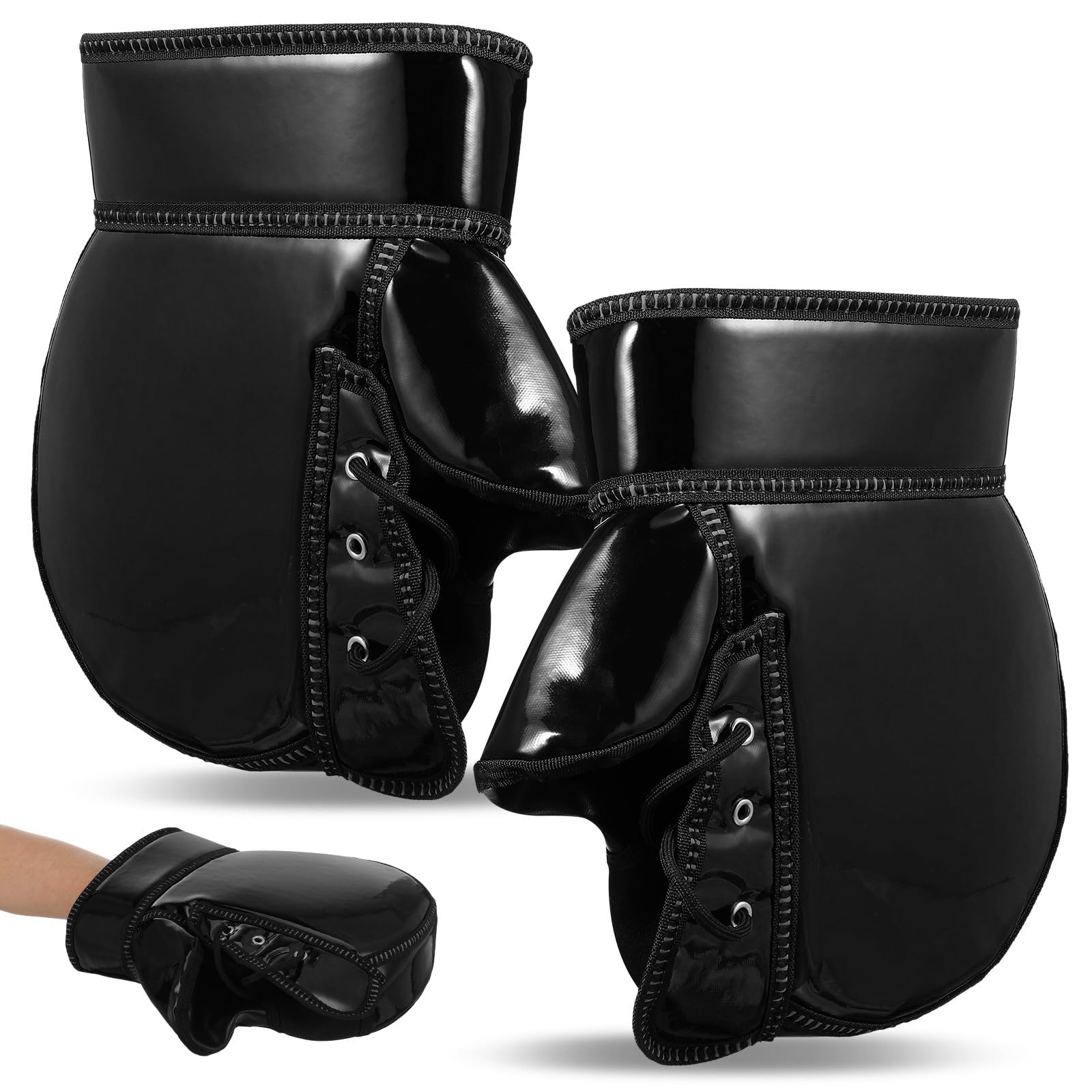 Guanti da Moto Invernali Impermeabili 1 Paio, Nero, Polsini Elastici | Guida in Inverno e Freddo, Strisce Riflettenti, Fibra Sintetica e Pu, Accessorio per Manubrio