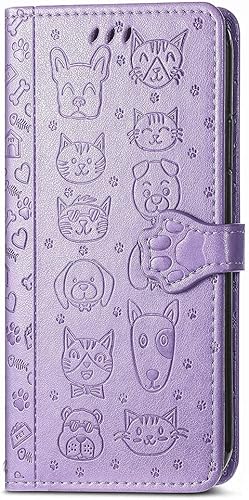 Miniatura 2 de Monwutong Funda tipo cartera para Motorola Moto G52, diseño de perro y gato de dibujos animados, de piel sintética, con cierre magnético y ranuras