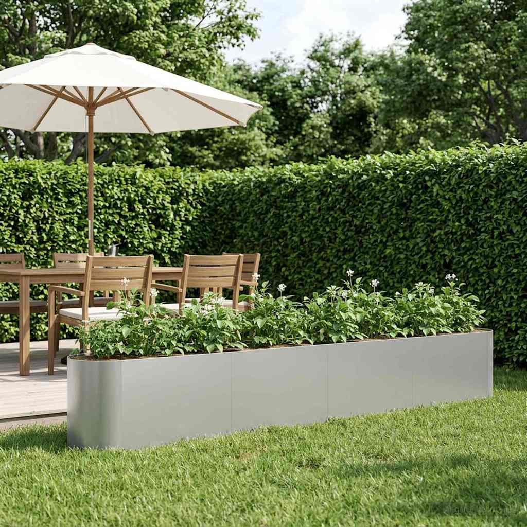 vidaXL Hochbeet im Garten Verzinkter Stahl 360 x 40 x 40 cm, Modernes Gartenpflanzgefäß, Wetterbeständiges Hochbeet, Outdoor Gartenlösung, Dekoratives Pflanzgefäß