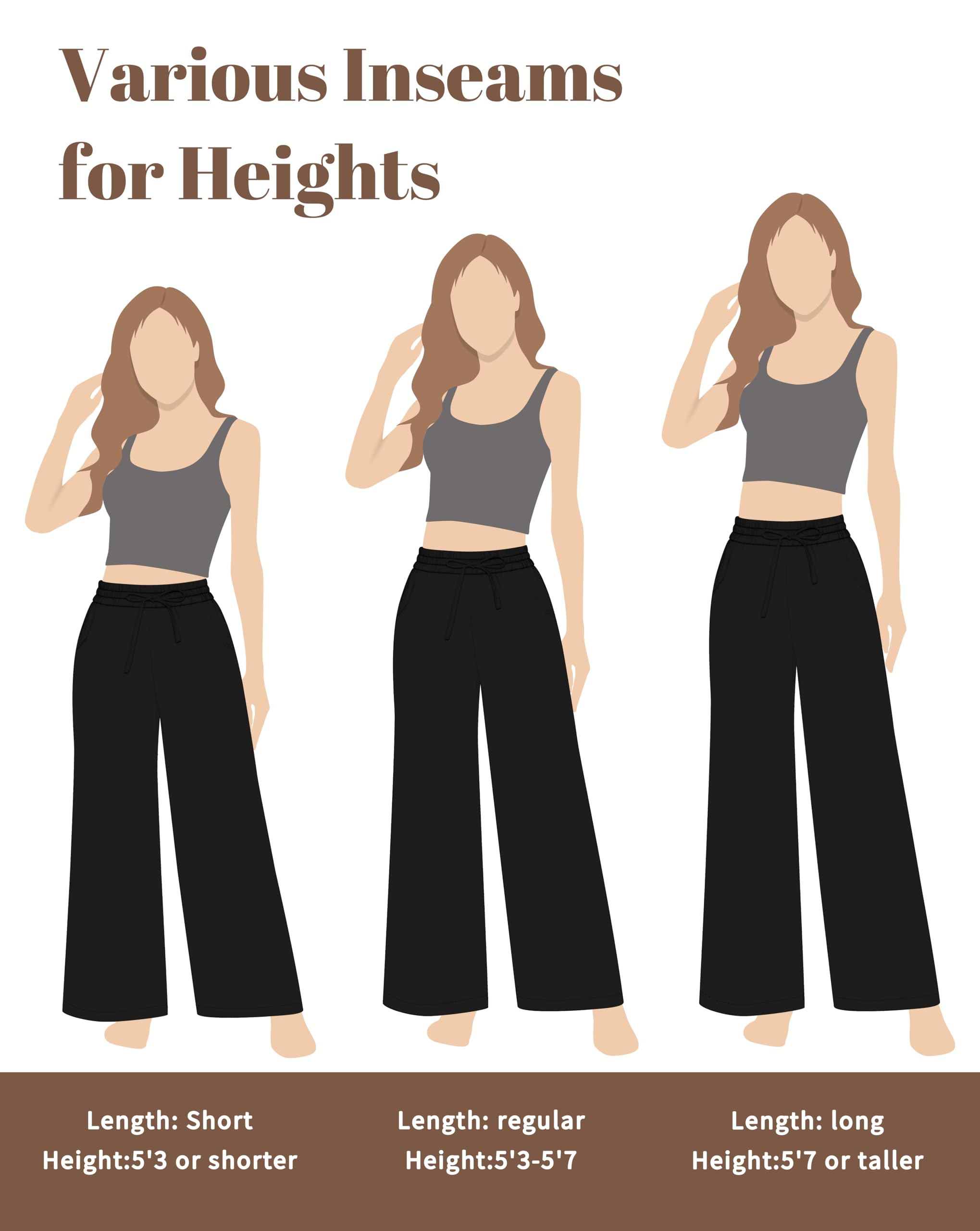 Women Flowy Pants Drawstring Waist Wide Leg Palazzo Beach Pants Loose Fit with Pockets