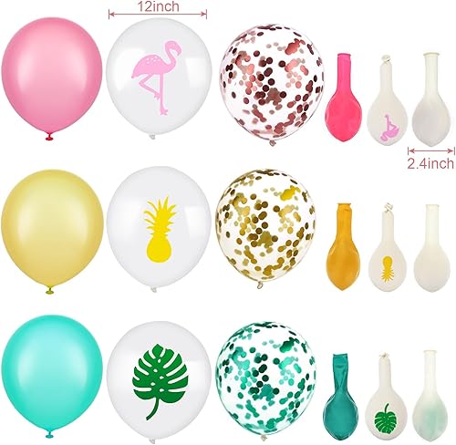 Miniatura 3 de SATINIOR 45 globos tropicales Hawaii Luau globo lindo flamenco globos confeti globos para Hawaii Luau fiesta playa baby shower decoración de boda