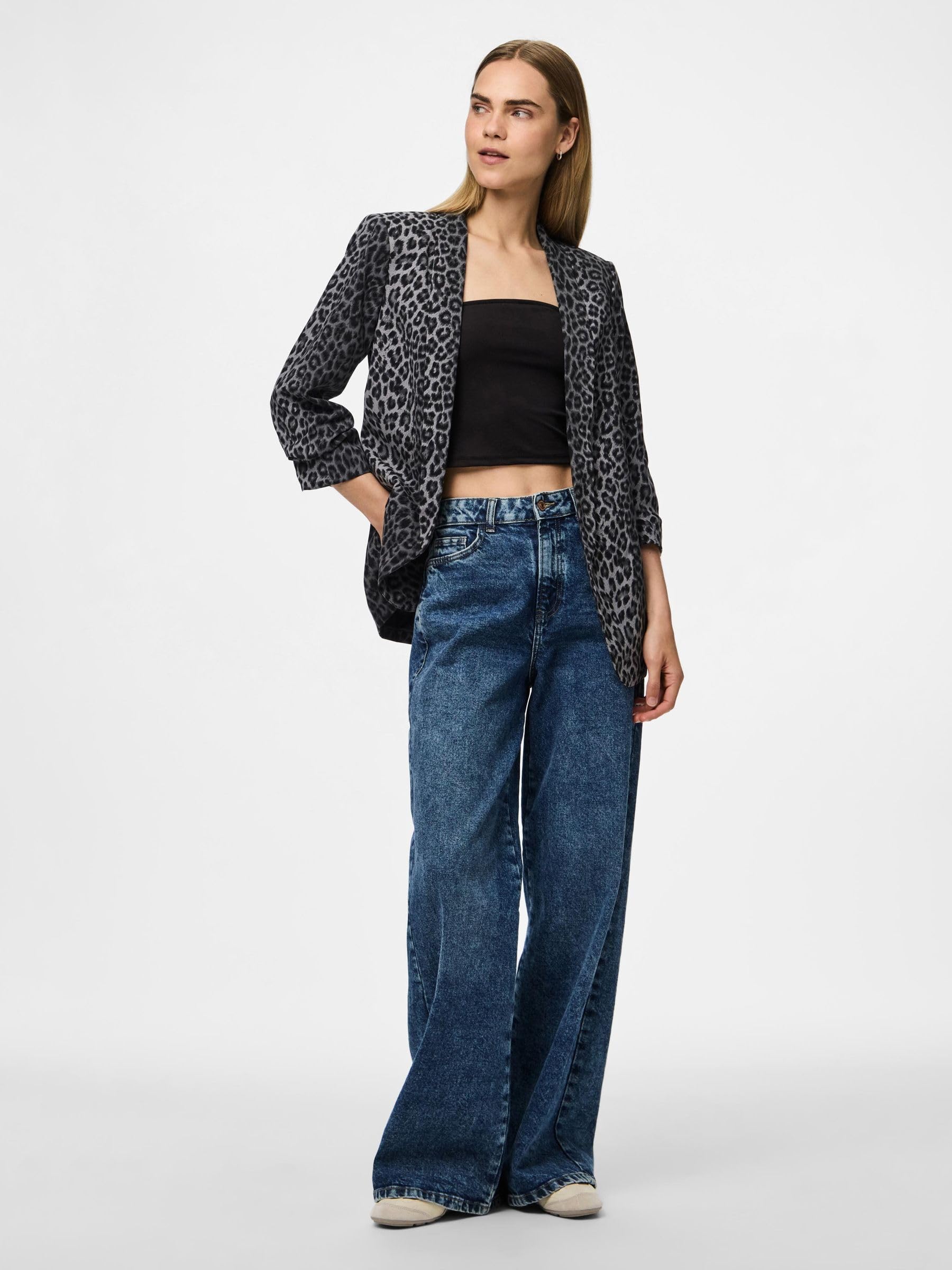 PIECES Pcbosella 3/4 Printed Blazer Noos BC, szary, S damski, Szary, S