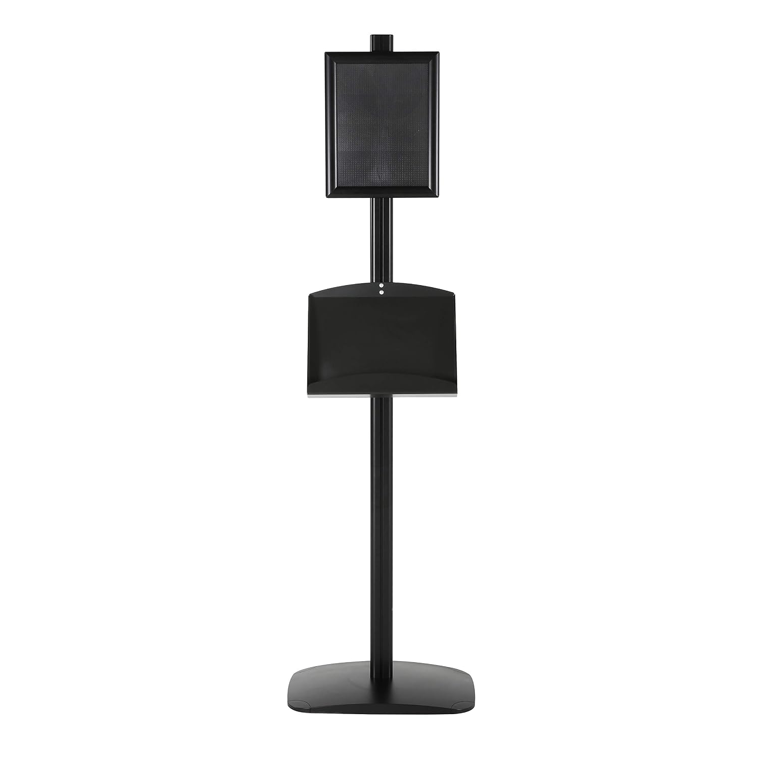 M&T Displays Free Standing Aluminum Display Stand Single Sided Document Brochure Sign Holder Front Loading Portrait Landscape Black Snap Frame 1x(8.5x11) and Metal Tray Shelf... - Image 6