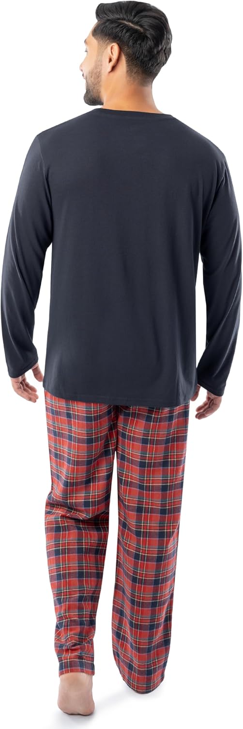 Fruit of the Loom mens Jersey Knit Top and Flannel Pant Pajama Sleep Set - Image 2