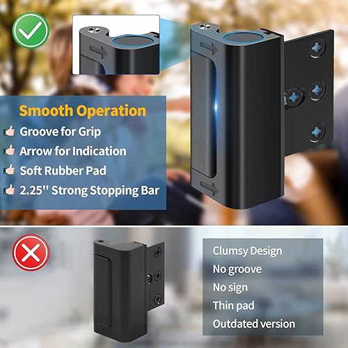 Miniatura 3 de Cerradura de refuerzo de puerta de seguridad para el hogar, pestillo de seguridad adicional para puertas delanteras, dispositivos de seguridad,