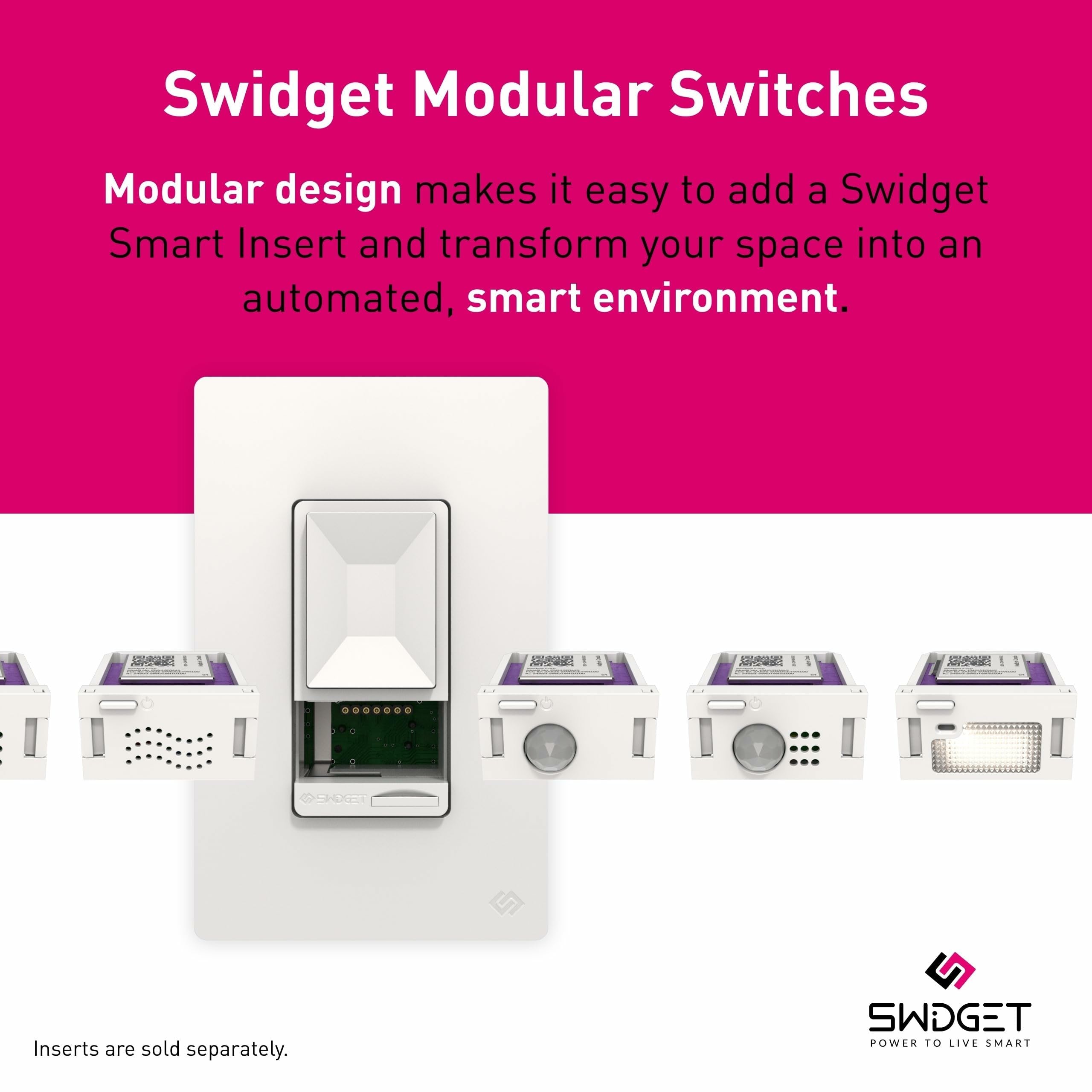 Swidget Dimmer Intelligente Modulare – Aggiungi Inserti Wi-Fi O Z-Wave Per Trasformarlo In Interruttore Smart, Compatibile Con Alexa E Google Home