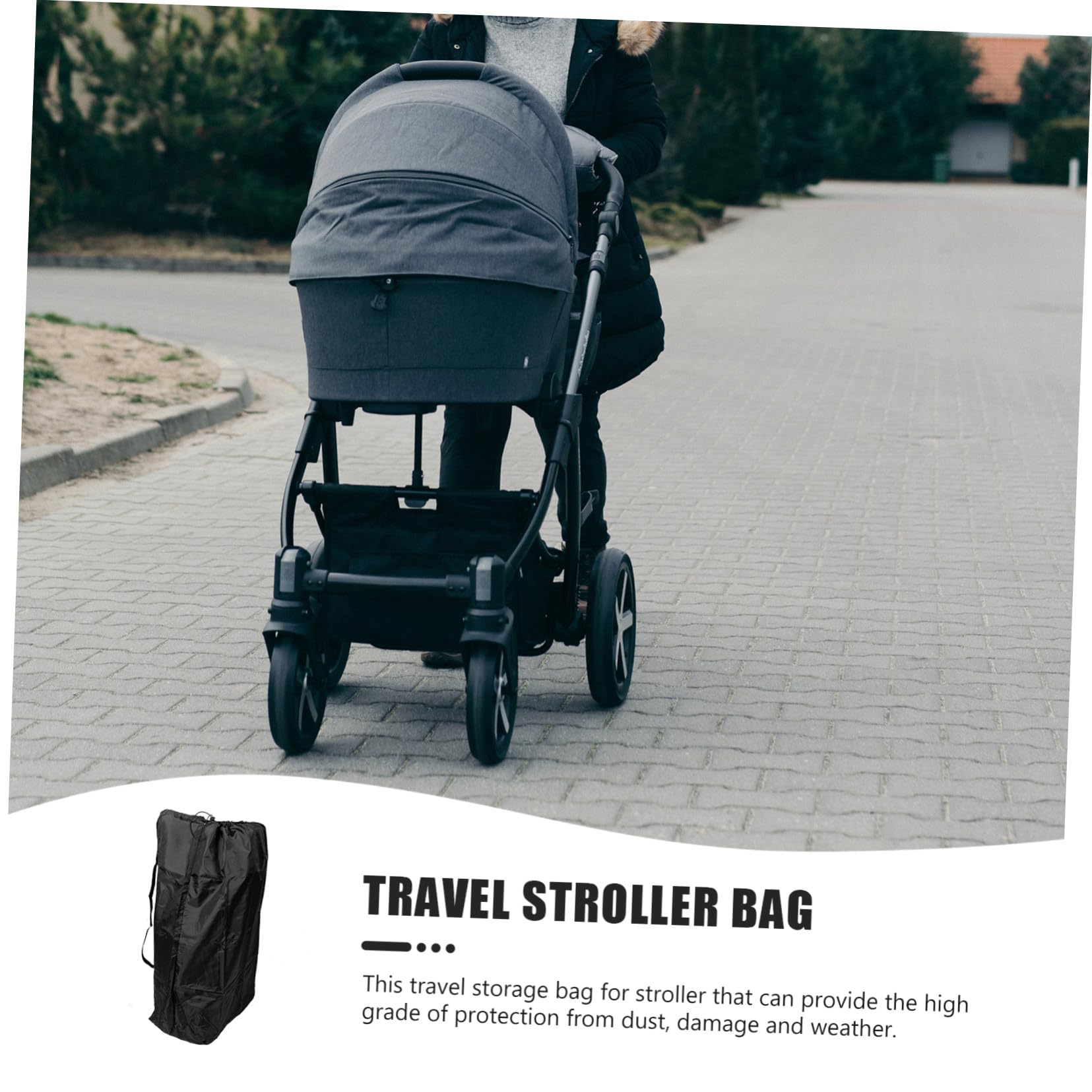 TOYANDONA Sacca Passeggino per Aereo, Viaggio e Gate Check in Nylon Nero | Due Spallacci, Coulisse Chiusura Bloccabile, Cuciture Rinforzate, Adatta alla Maggior Parte dei Modelli