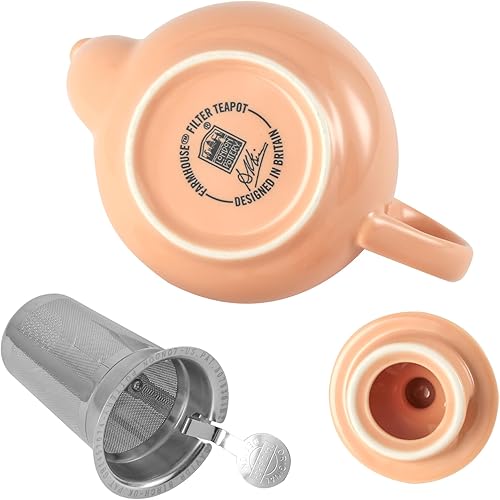 Miniatura 5 de London Pottery Tetera Farmhouse con infusor, cerámica, albaricoque, 2 tazas (20.3 fl oz)