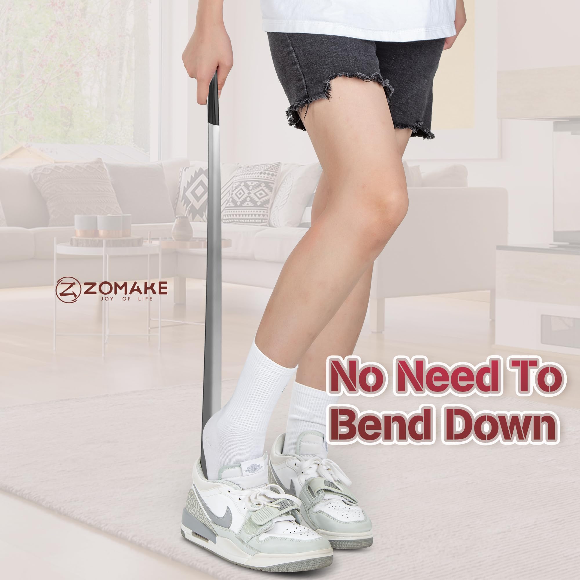 ZOMAKE Chausse Pied Long Metal,72 cm / 80 cm Extra Longue Chaussé Pied Métal Grand Chausse-pieds Long Manche Avec Crochet,Inoxydable Chausse Pieds 19 cm pour Toutes les Personnes