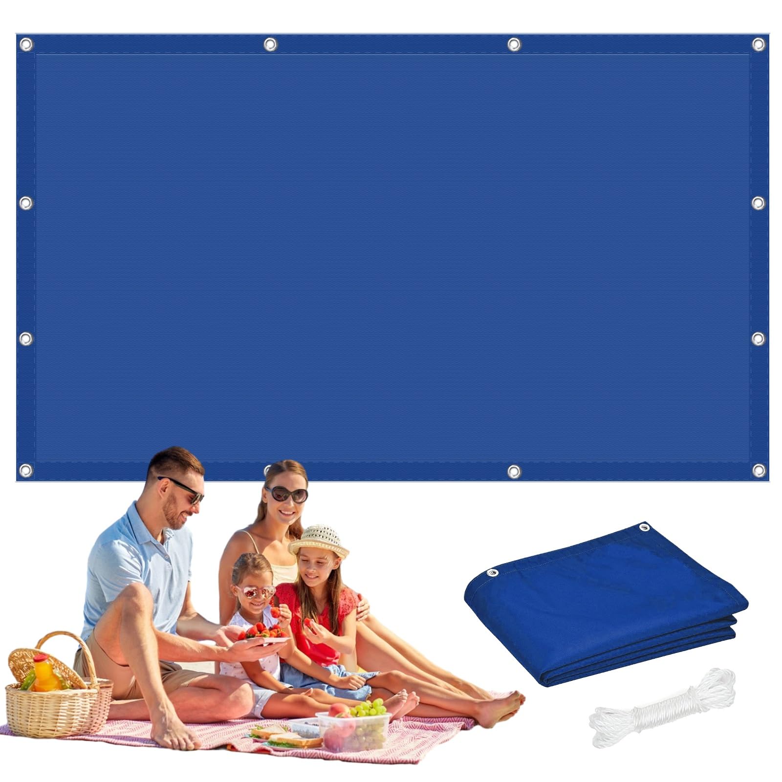 Voile d'ombrage imperméable épais anti-UV 2.5 x 5.5 m bleu pour terrasse