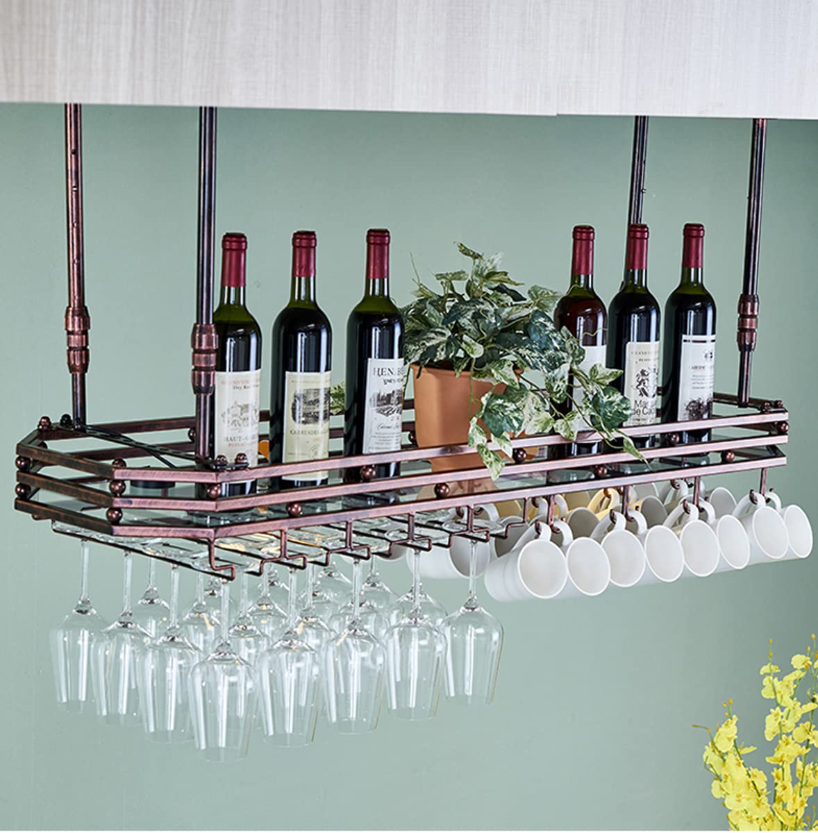 Amazon｜天井ワイングラスラック、吊り下げワイングラスラック