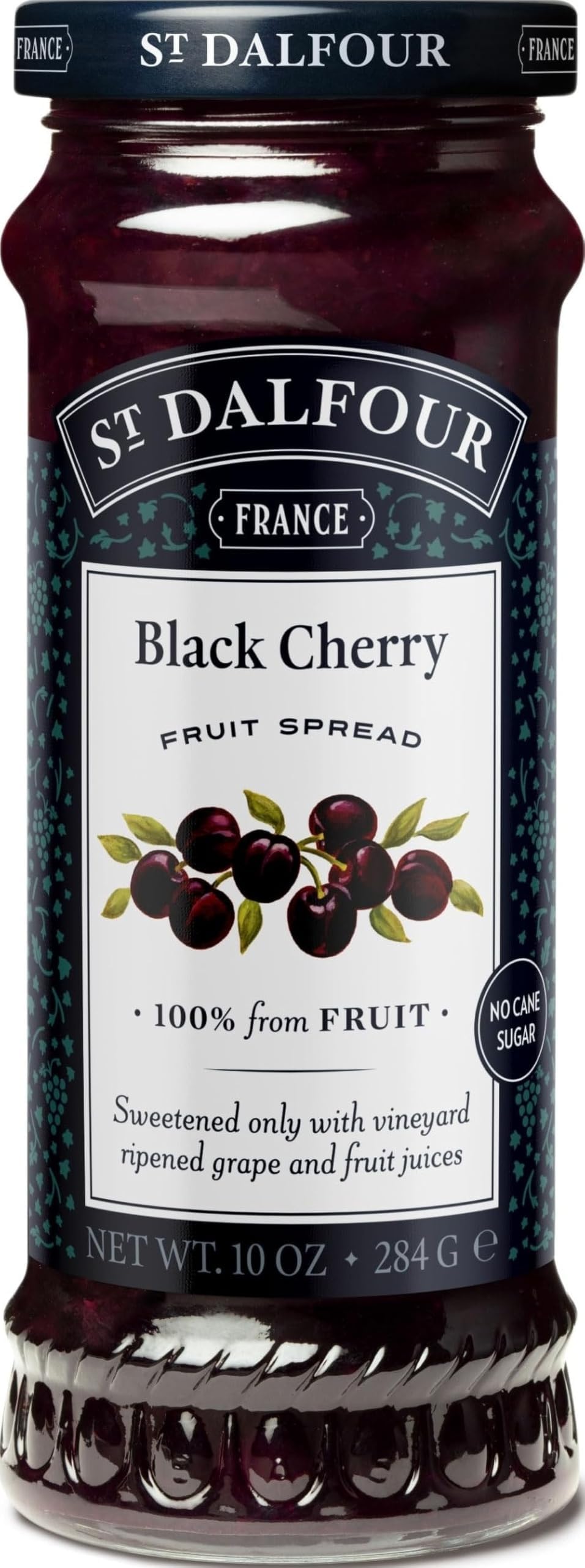 St. Dalfour Black Cherry Fruit Spread - 10oz - 100% from Fruit, No Artificial Ingredients, Non-GMO, No Cane Sugars, All Natural, Made in France