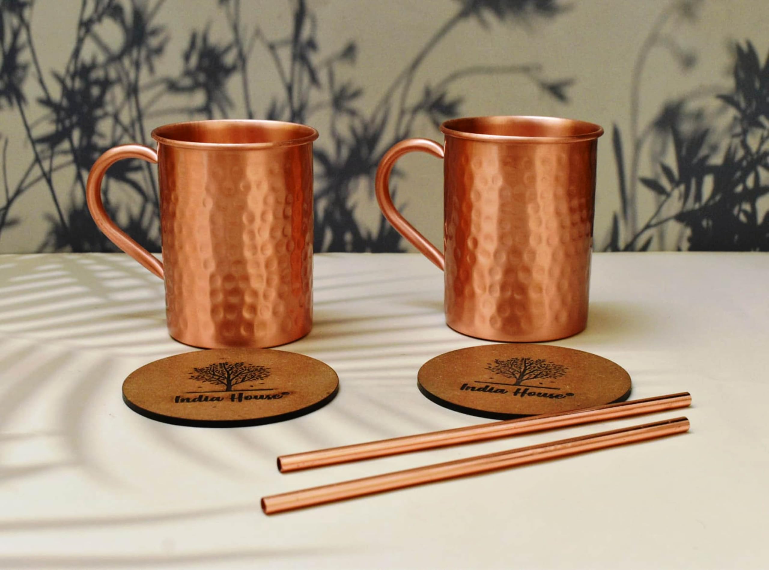 India House - Hammered Moscow Mule Cup Set, 16 oz, Copper_hammered_2, 16 0z