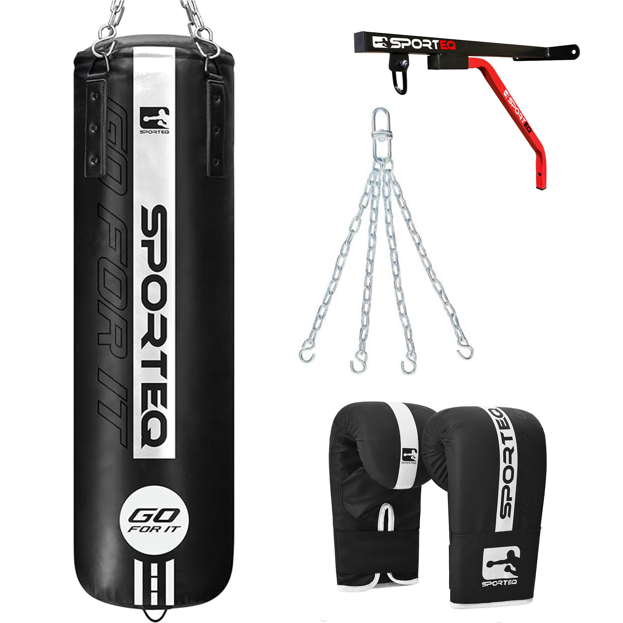 Sporteq Rexnyl Heavy Filled 4FT Punch Bag Combos for All Ages & Genders | Boxing, Martial Arts, Commercial & Home Gym Use