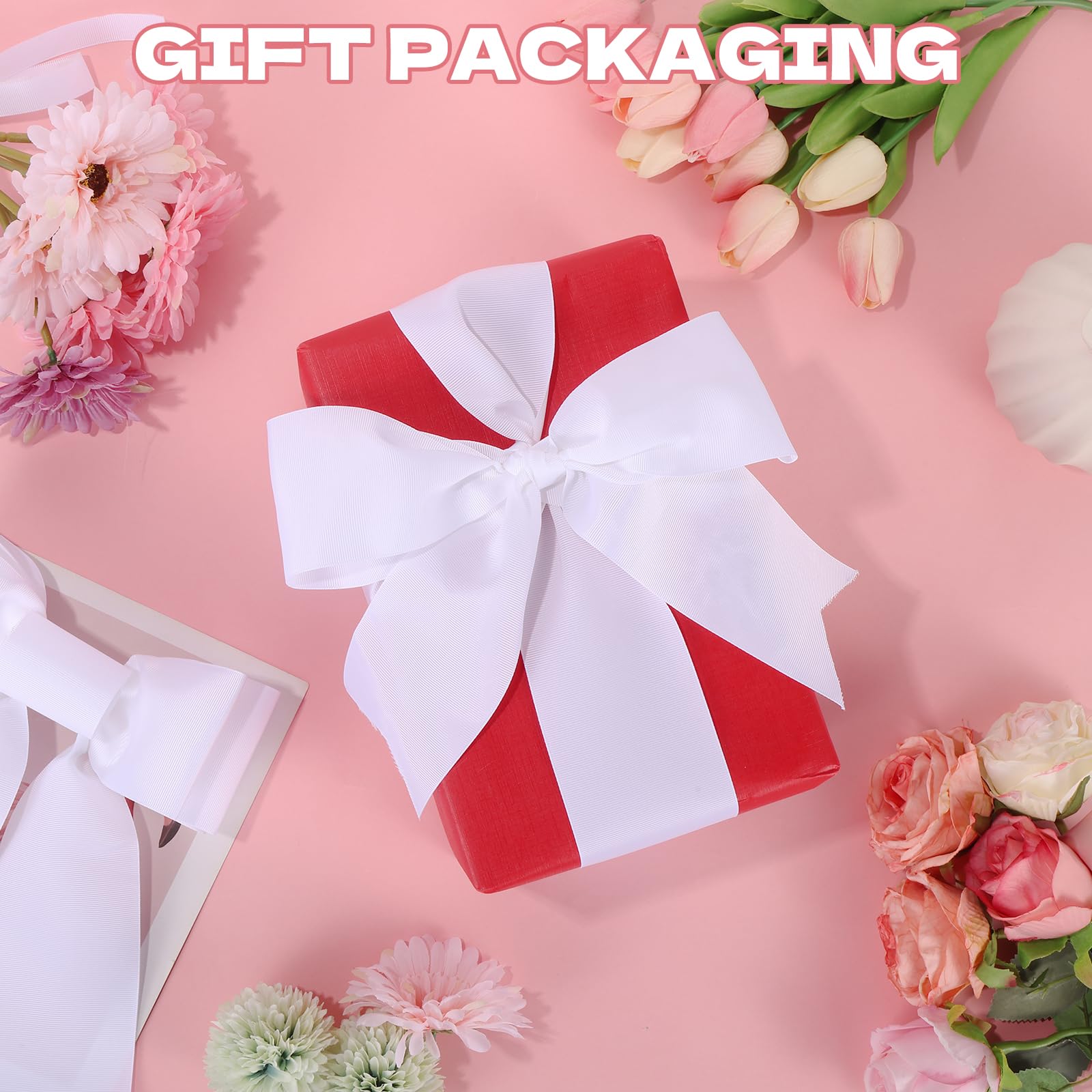 3 Rollen weißes Ripsband, 7,6 cm x 22,7 m – solides Polyesterband, DIY-Schleifen, Ripsband für Geschenkverpackungen, Hochzeitsdekoration, Haar-Accessoires und Bastelprojekte