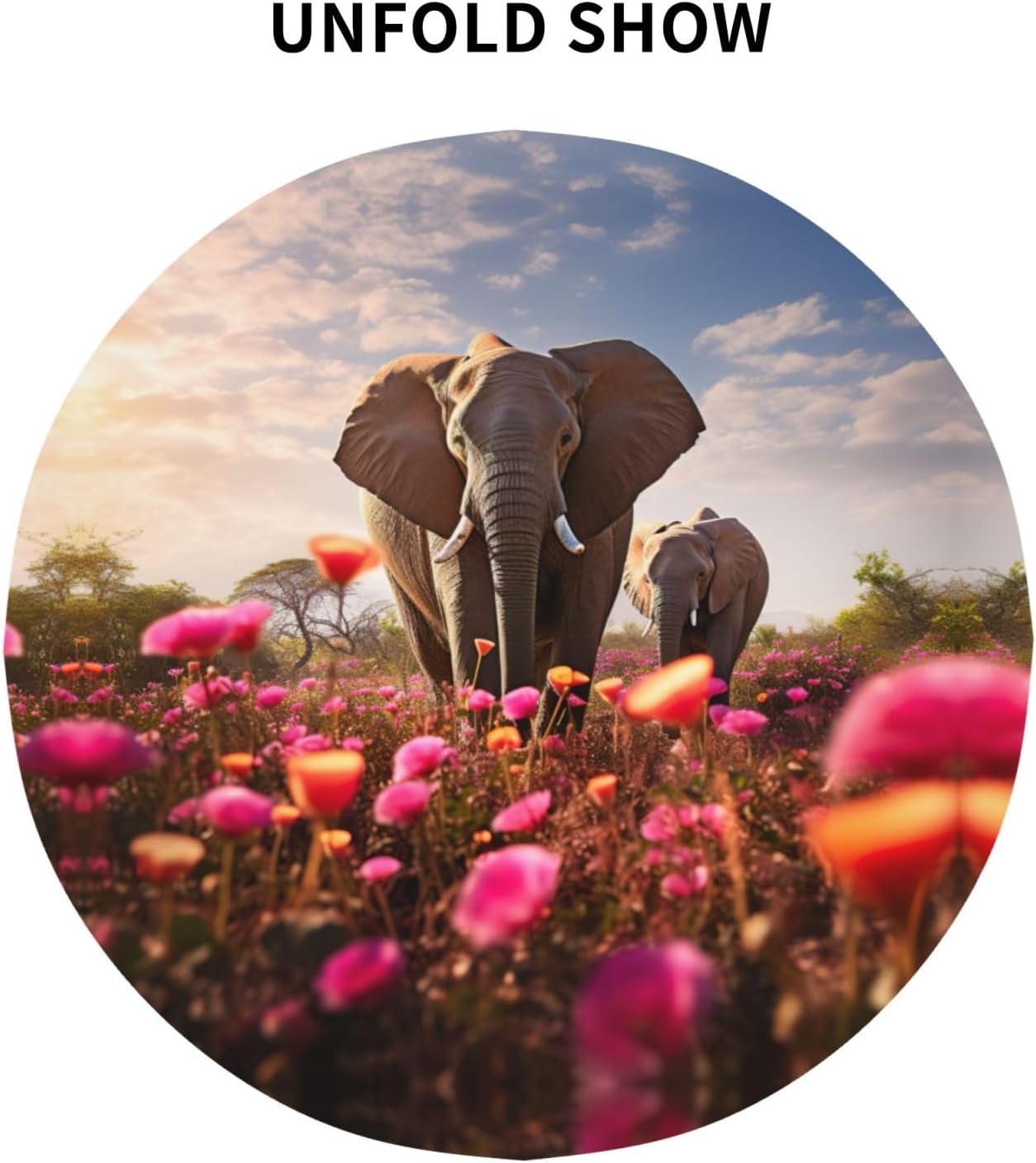 Flower-Elephant Print Wrinkle Free Dining Table Cover for Birthday Party Farmhouse Tablecloths Up to 60 x 60 Inches